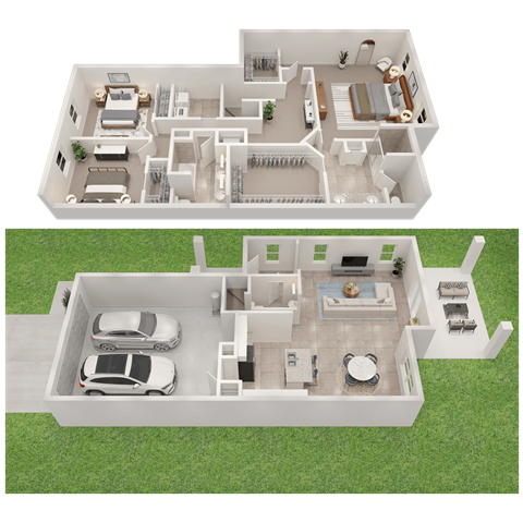 Floor plan for 3 beds, 2.5 baths, 2160 sqft